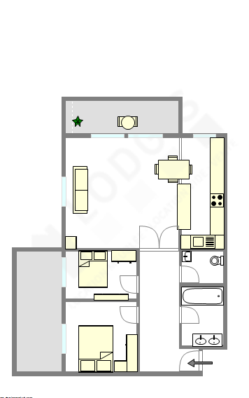 Квартира Париж 19° - Интерактивный план