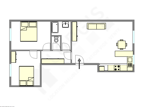 Appartement Paris 20° - Plan interactif