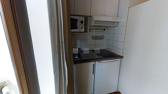 Kitchen equipped with washing machine, refrigerator, freezer, extractor hood