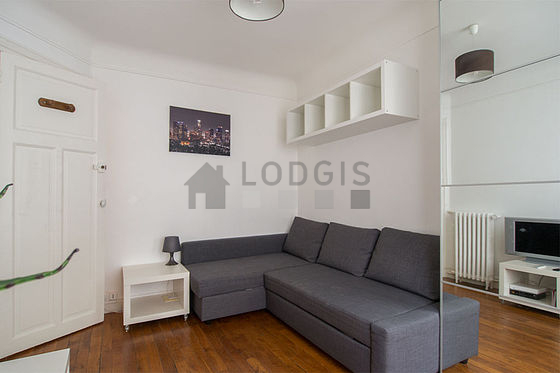 Very quiet living room furnished with 1 sofabed(s) of 140cm, tv, closet, 2 chair(s)