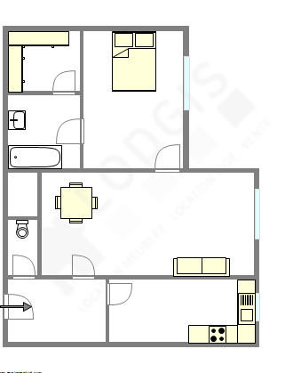 Appartement Paris 15° - Plan interactif