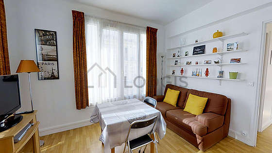 Very quiet living room furnished with 1 sofabed(s) of 140cm, tv, dvd player, closet