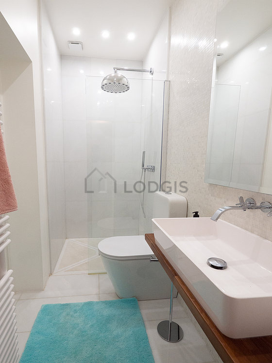 Pleasant bathroom with marble floor