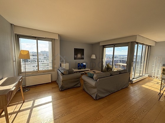 Very quiet living room furnished with tv, 1 armchair(s), 6 chair(s)
