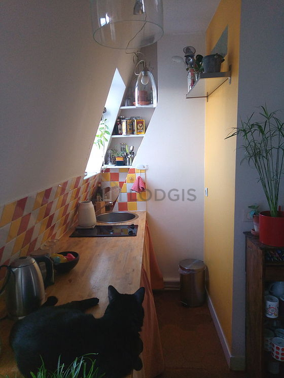 Kitchen with floor tiles floor