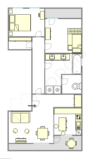 公寓 Hauts de seine Sud - 平面图