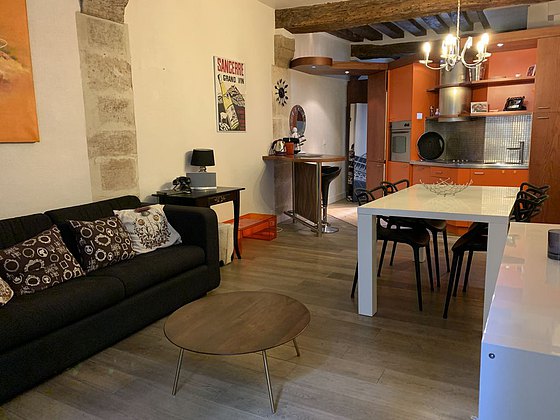 Living room facing the courtyard