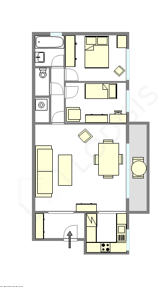 公寓 巴黎20区 - 平面图