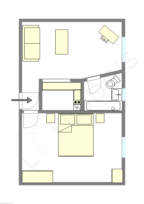 公寓 巴黎10区 - 平面图