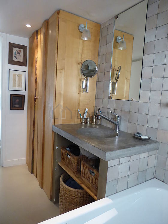 Bathroom equipped with shelves