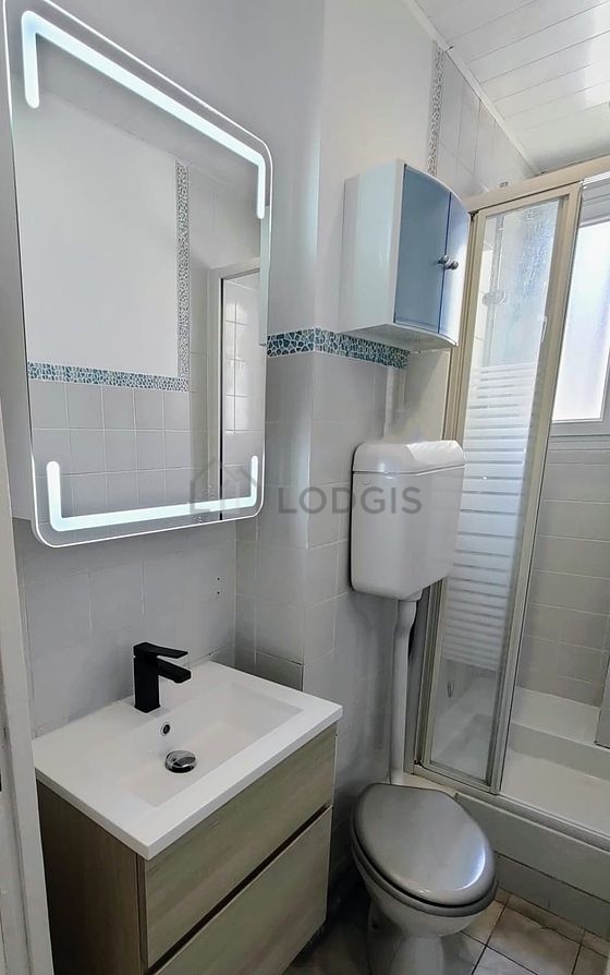 Beautiful and bright bathroom with double-glazed windows and with tile floor