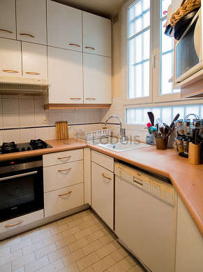 Kitchen equipped with crockery