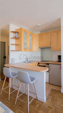 Kitchen where you can have dinner for 2 person(s) equipped with dishwasher, hob, refrigerator, freezer
