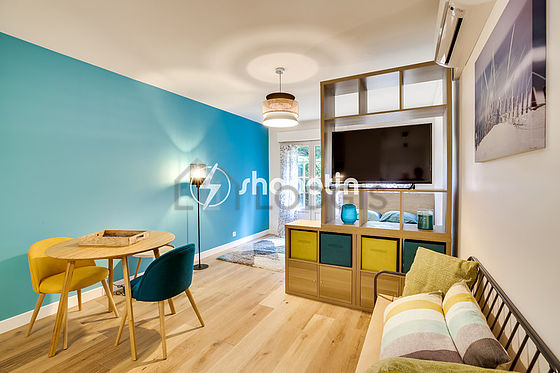 Living room with wooden floor