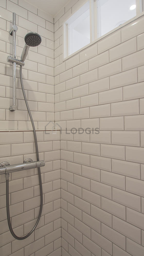 Bathroom equipped with separate shower, towel drying radiator