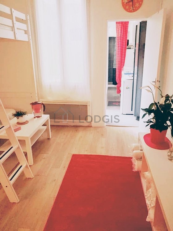 Very quiet living room furnished with 1 sofabed(s) of 140cm, 1 loft bed(s) of 140cm, sofa, wardrobe