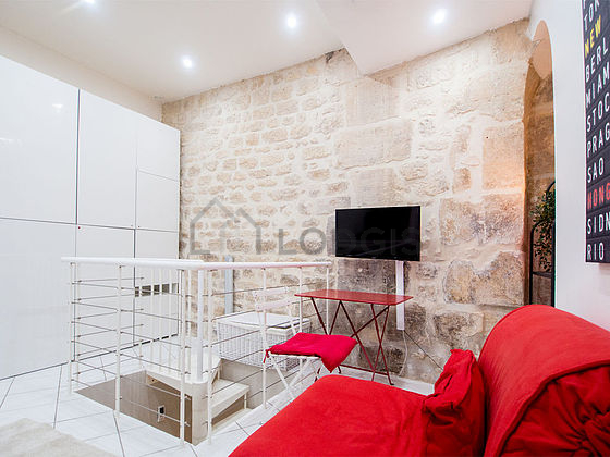 Living room with tile floor