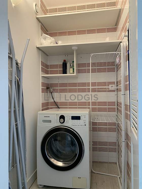 Laundry room equipped with washing machine, dryer