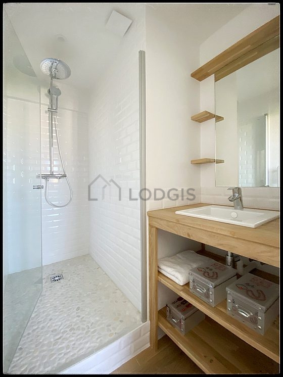 Bathroom with wooden floor
