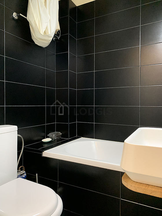 Bathroom equipped with bath tub, shower in bath tub