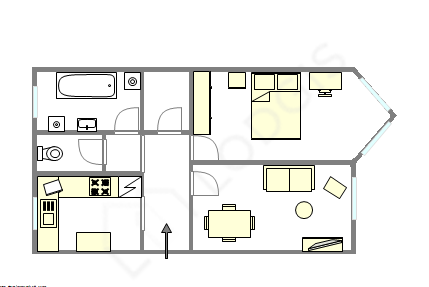 Appartement Paris 20° - Plan interactif