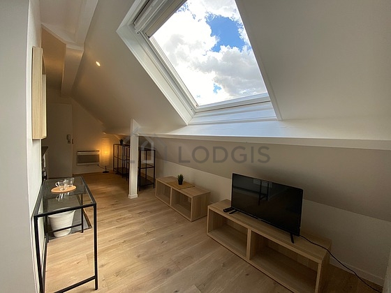 Very quiet living room furnished with 1 sofabed(s) of 140cm, tv, closet, storage space