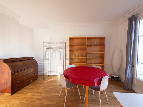Great dining room with wooden floor