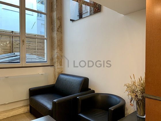 Living room with tile floor