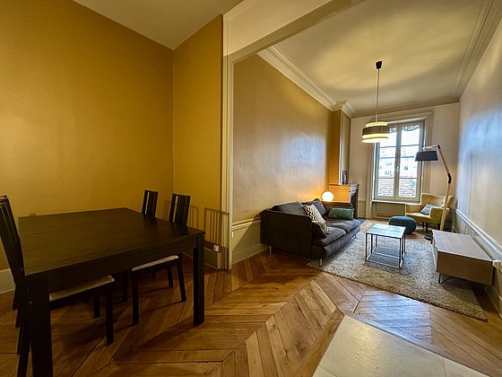 Living room with wooden floor