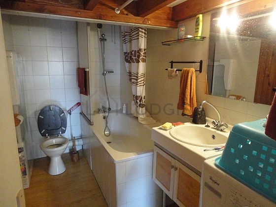 Bathroom with wooden floor