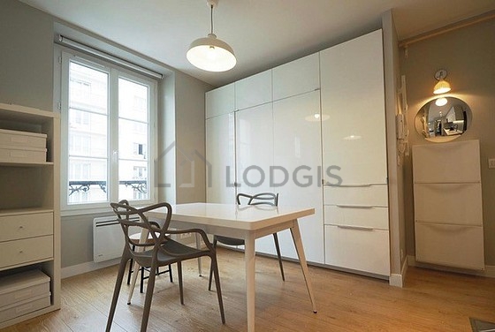 Very quiet living room furnished with 1 sofabed(s) of 160cm, tv, wardrobe, cupboard