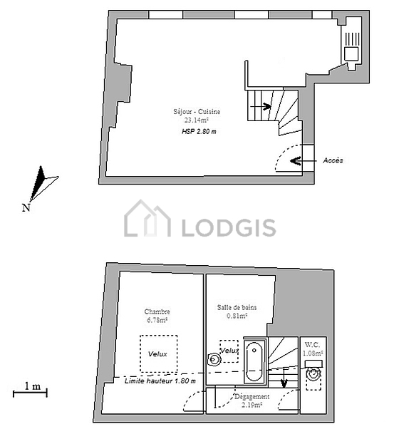 Rental apartment 1 bedroom Paris 11° (RUE SEDAINE) 39 m² Bastille