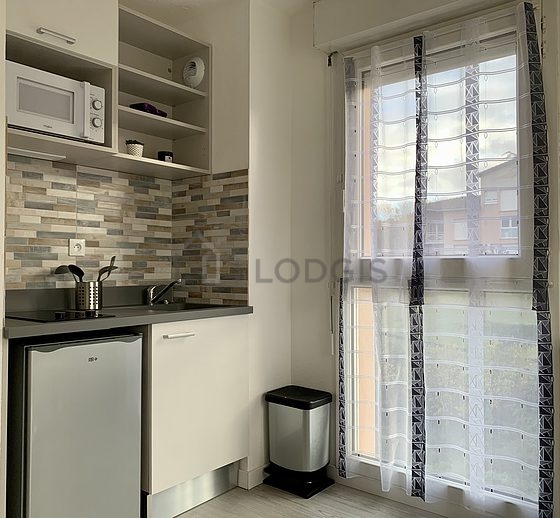 Kitchen equipped with hob, refrigerator, freezer, extractor hood