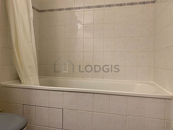 Bathroom equipped with shelves