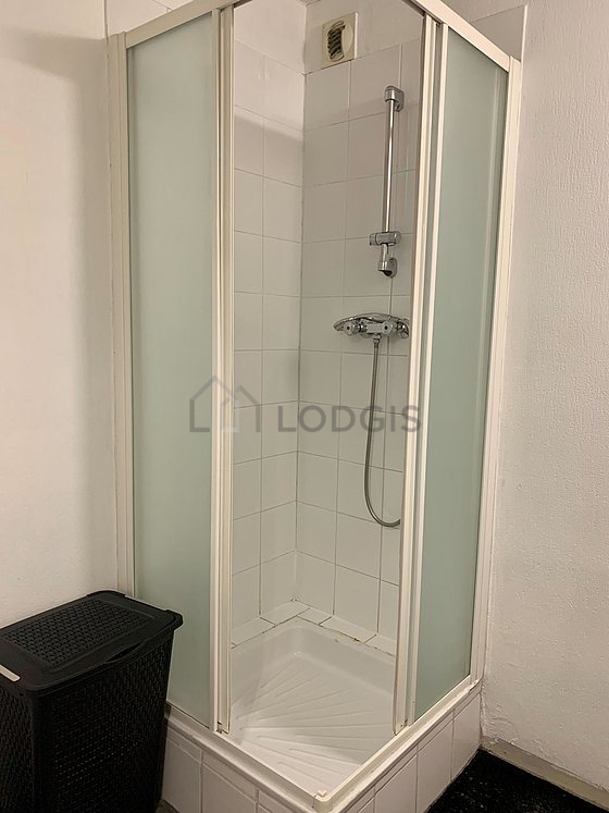 Bathroom equipped with shelves