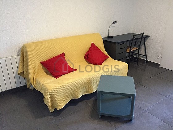 Very quiet living room furnished with 1 sofabed(s) of 120cm, tv, wardrobe, 1 chair(s)
