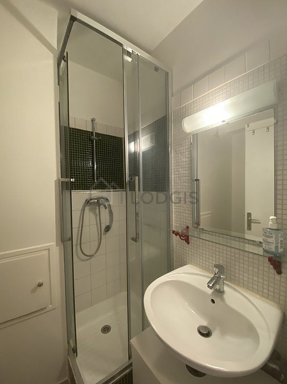 Pleasant and very bright bathroom with tile floor