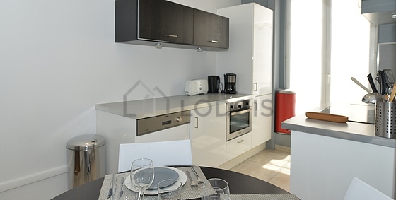Kitchen equipped with crockery