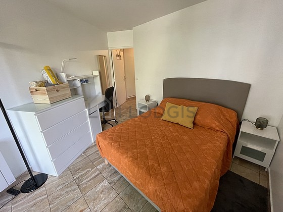 Bedroom with marble floor