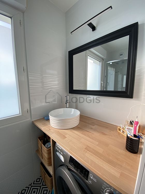 Bathroom with tile floor