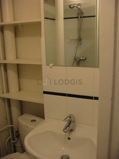 Pleasant and bright bathroom with tile floor