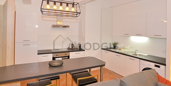 Kitchen with tile floor