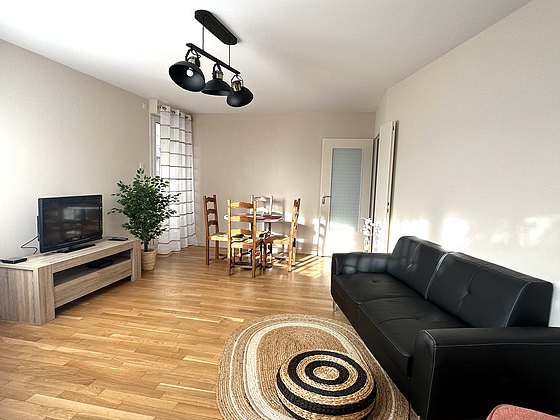 Living room with wooden floor