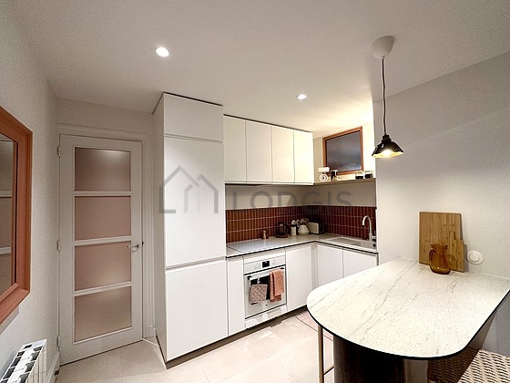 Kitchen with tile floor