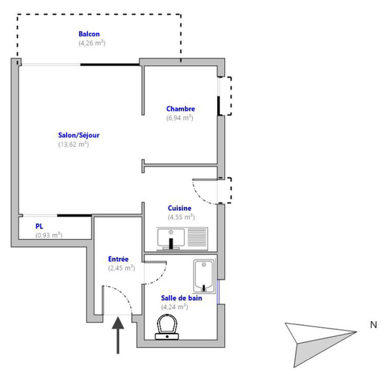 Wohnung Toulouse Sud-Est - Interaktiven Plan