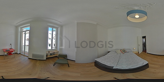 Bedroom with floor tiles floor