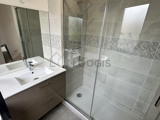 Bathroom with tile floor
