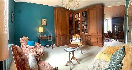 Library with a carpeting floor