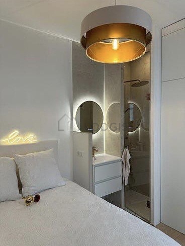Bedroom with wooden floor