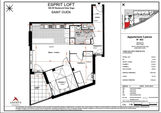 Apartment Saint-Ouen - Interactive plan